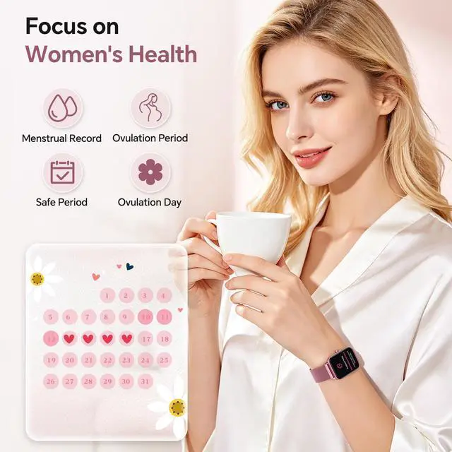 Alt view image 7 of 7 - Smart Watches for Women (Calls/SMS/Reminders), 1.85" HD Alexa Smart Watch for Android Phones & iphone Compatible, 120+ Sport Modes Fitness Watch, Heart Rate/SpO2/Sleep Tracker, 3ATM Fitness Trackers
