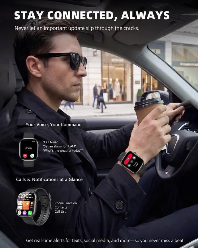 Alt view image 5 of 7 - Smart Watch for Women Men, Fitness and Sleep Trackers with 1.83" HD Touchscreen, Bluetooth Calling Smartwatch for Android/iOS, IP67 Waterproof Multi-Sport Modes Pedometer, Jet Black