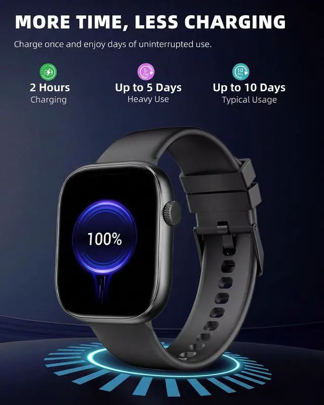 Alt view image 6 of 7 - Smart Watch for Women Men, Fitness and Sleep Trackers with 1.83" HD Touchscreen, Bluetooth Calling Smartwatch for Android/iOS, IP67 Waterproof Multi-Sport Modes Pedometer, Jet Black