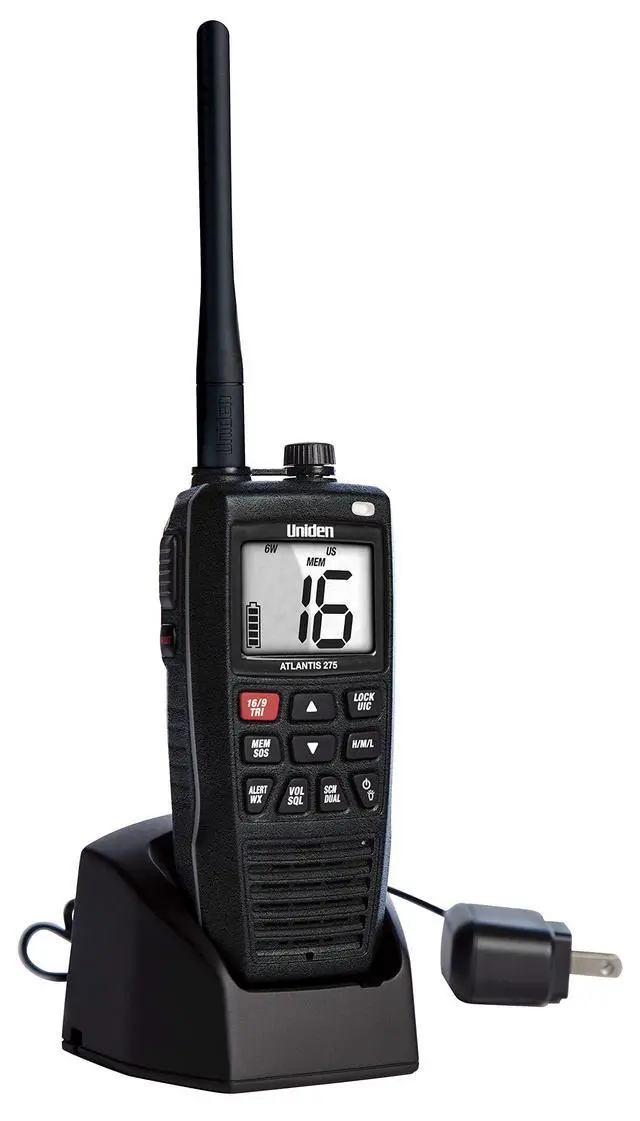 Alt view image 2 of 7 - Atlantis 275 Handheld Two-Way VHF Marine Radio, Floating IPX8 Submersible Waterproof, Large Dual-Color Screen, 6-Watt, All USA/International/Canadian Marine Channels, NOAA Weather Alerts