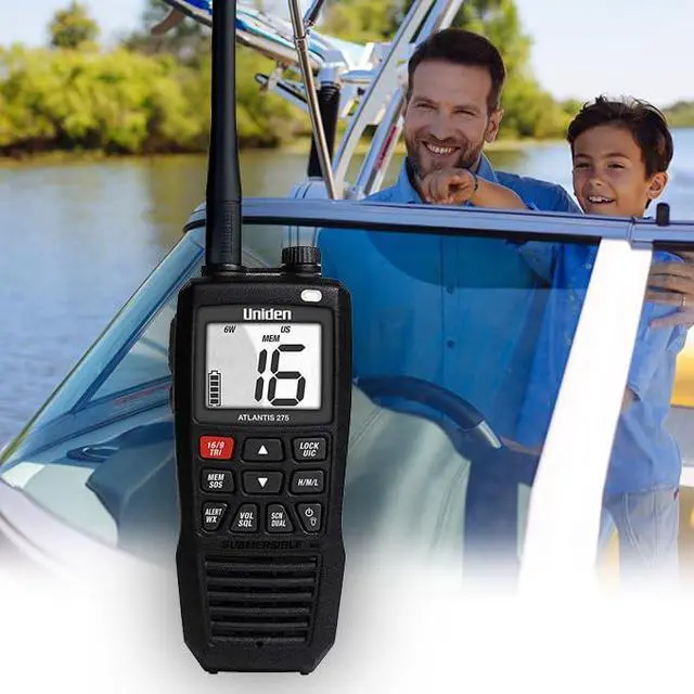 Alt view image 6 of 7 - Atlantis 275 Handheld Two-Way VHF Marine Radio, Floating IPX8 Submersible Waterproof, Large Dual-Color Screen, 6-Watt, All USA/International/Canadian Marine Channels, NOAA Weather Alerts