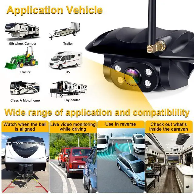 Alt view image 7 of 7 - RV Backup Camera Wireless Easy Install: Plug & Play for Furrion Pre-Wired RVs - 7 HD Touch Key Monitor, 1080P DVR, 4-Channel Split-Screen, Night Vision, IP69K Waterproof A7