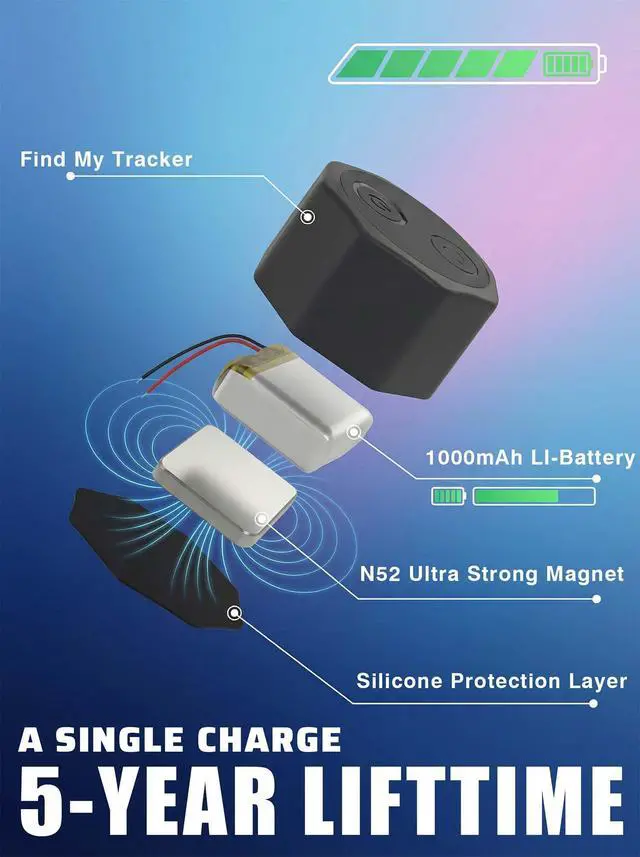 Alt view image 5 of 7 - Air Tracker Tag Hidden Ultra Magnetic Finder for Vehicles, | No Monthly Fee | 5-Year Battery | Works with Apple Find My (iOS Only), for Car, Truck, Motorcycle, Equipment 4Pack Black