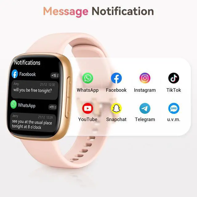 Alt view image 4 of 7 - Smart Watch for Women, Answer/Make Call, 1.85" AMOLED Always-On Screen Smartwatch for iPhone & Android, 3ATM Waterproof Fitness Tracker with Heart Rate/Sleep/SpO2 Monitor, 120+ Sport Modes, 2 Bands