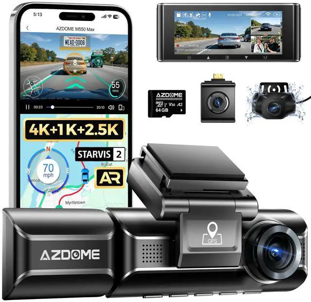 Main image of M550 Max 4K 3 Channel Dash Cam Front Rear and Inside, Dual STARVIS 2 | 4K+1080P+2.5K, Motion Detection Parking Monitor, Built-in WiFi & GPS, 64GB Card Included, IR Night Vision, WDR, OTA Updates