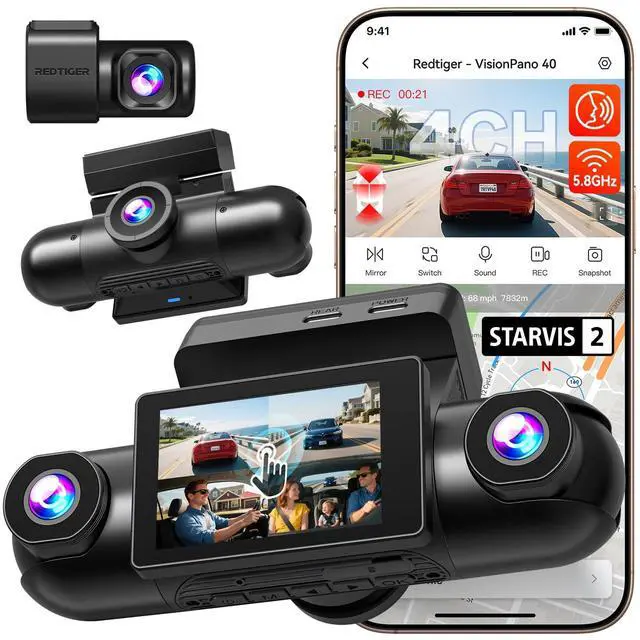 Main image of VP40 4 Channel 360° Dash Cam, Dual STARVIS 2, 8 IR Night Vision | 4 Adjustable Lenses, 5.8GHz WiFi, 2.5K*2+1080P*2 Recording, GPS, Voice Control, Touchscreen, 24H Parking Mode, No Card