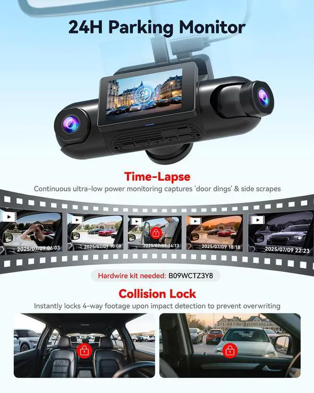 Alt view image 6 of 7 - VP40 4 Channel 360° Dash Cam, Dual STARVIS 2, 8 IR Night Vision | 4 Adjustable Lenses, 5.8GHz WiFi, 2.5K*2+1080P*2 Recording, GPS, Voice Control, Touchscreen, 24H Parking Mode, No Card