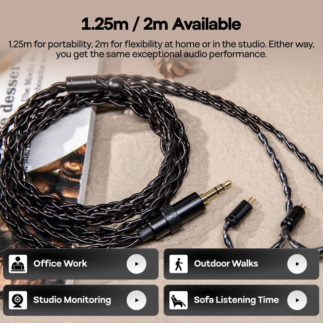 Alt view image 5 of 7 - Kiwi Ears x B_Media Terras IEM Cable, 3.5mm/4.4mm/USB Type-C 4N Single Crystal Copper Wire, 32AWG, 0.78mm 2Pin Upgrade In Ear Monitor Cord for ZiiGAAT SIMGOT HiFi Wired Earbuds, 2m
