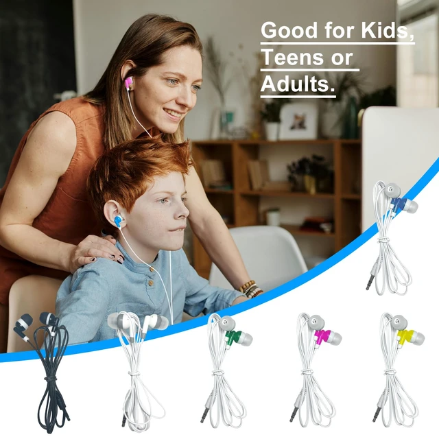 Alt view image 5 of 7 - 60 Pack Earbuds Bulk Kids Classroom Headphones for School Travel or Home Use(6 Color)