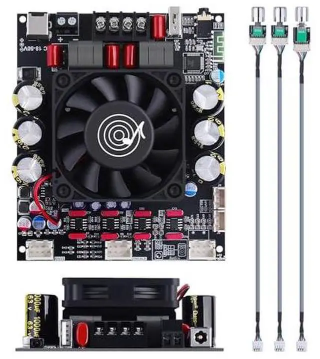 Alt view image 2 of 2 - ZK-3002T Bluetooth Amplifier Board, 2 x 300W | Dual-channel TPA3255 board with Bluetooth and AUX inputs plus bass and treble controls for high-power DIY speakers