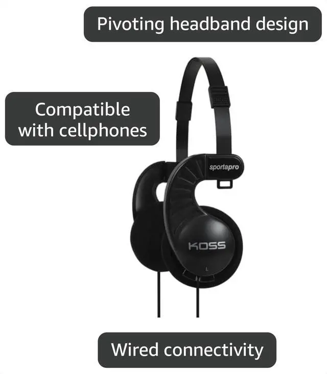 Alt view image 6 of 6 - Sporta Pro On-Ear Headphones, Black, Retro 90s Style, Wired Plug | Unique Folding Design, 3.5mm Jack