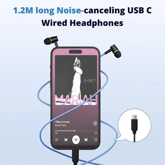 Alt view image 2 of 7 - Air Tube Headphones USB C Headphones Wired for iPhone 16 15, Type C Earbuds Earphones with Microphone Noise Cancelling for iPad,Google Pixel 8 7 6A 5 Samsung-Not for 3.55mm and Lightning Connector