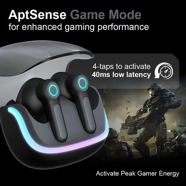 Alt view image 2 of 7 - G07 Wireless Earbuds with RGB LED Light Gaming Earbuds with 40ms Low Latency Dual Game and Music Mode Earphones Wireless Headphones with 50 Hours Worktime IPX5 Waterproof (Black)