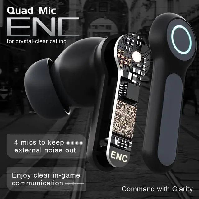 Alt view image 3 of 7 - G07 Wireless Earbuds with RGB LED Light Gaming Earbuds with 40ms Low Latency Dual Game and Music Mode Earphones Wireless Headphones with 50 Hours Worktime IPX5 Waterproof (Black)