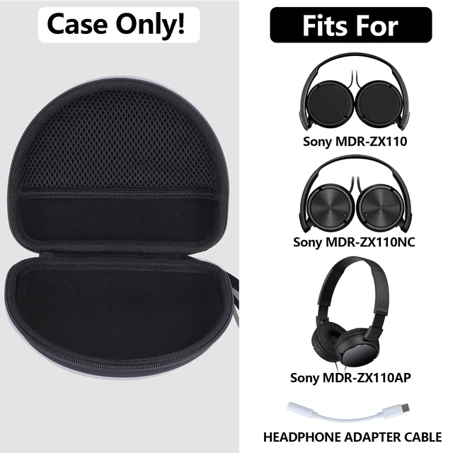 Alt view image 3 of 7 - Case for Sony MDR-ZX110/MDRZX110AP/MDRZX110NC On-Ear Headphones Hard Shell Shockproof, Portable Headphone Storage, Mesh Bag Organizer, Lightweight Travel