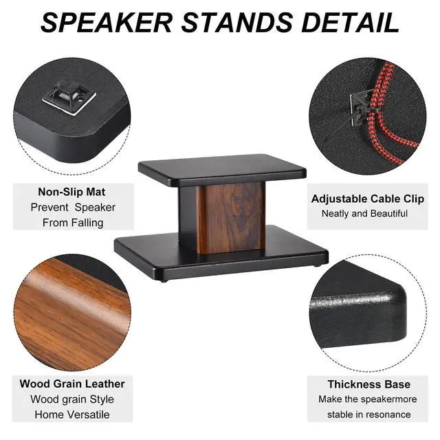 Alt view image 3 of 7 - Wood Speaker Stands, 2 Pack 5.9 Inch (15cm) Universal Speaker Stand Hollowed Stands Enhanced Audio Listening for Home Theaters Cinema