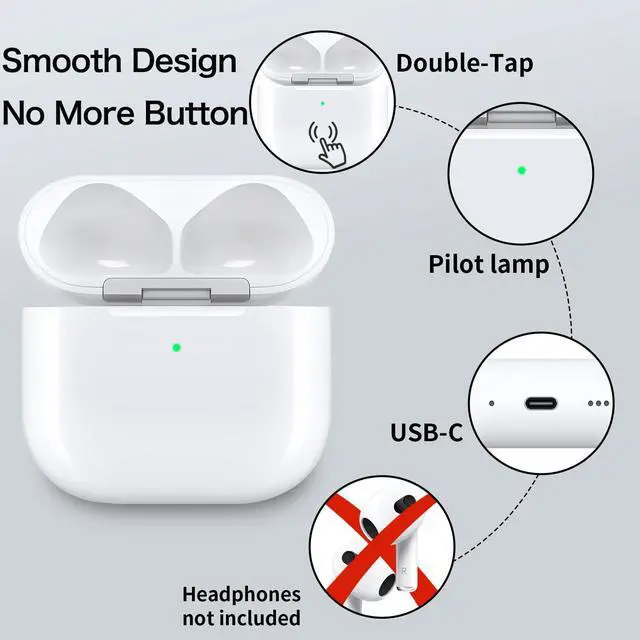 Alt view image 3 of 7 - Wireless Charging Case Compatible with AirPods 4th Generation, USB-C Port Airpods 4 Charging Case Replacement,No Airpod 4th