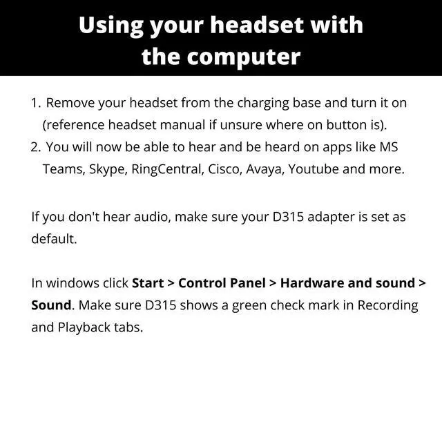 Alt view image 4 of 5 - D315 USB Headset Adapter for Plantronics, Jabra, Sennheiser | UNIVERSAL ADAPTER: Connects your Poly, Jabra or Sennheiser DECT desk phone headset to a computer USB-A & USB-C, plug & play