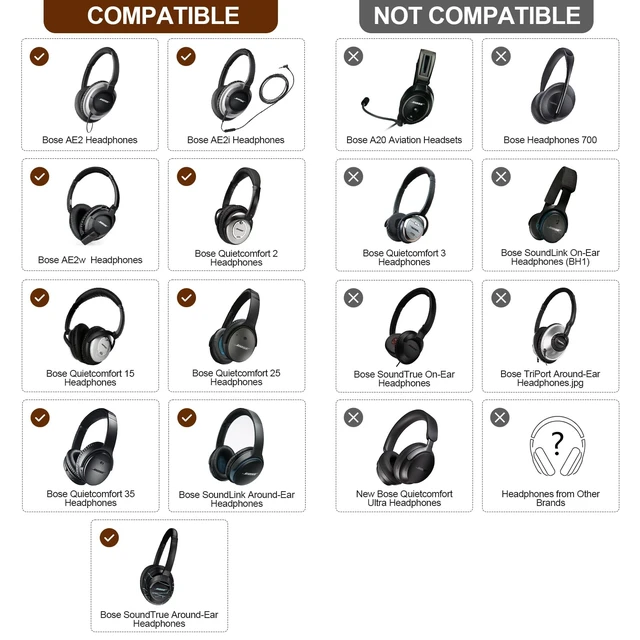 Alt view image 2 of 7 - Leather Ear-Pads Cushions for Bose QuietComfort QC-35 QC-35-ii QC-25 QC-15 QC-2 Headphones, Lambskin Replacement Ear Covers for Ae2/Ae2i/Ae2W SoundLink SoundTrue Around-Ear Headsets(Brown)