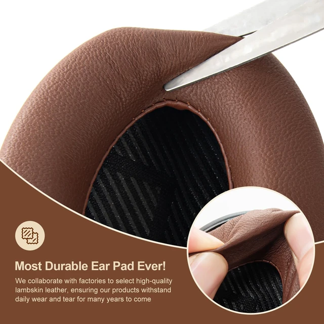 Alt view image 5 of 7 - Leather Ear-Pads Cushions for Bose QuietComfort QC-35 QC-35-ii QC-25 QC-15 QC-2 Headphones, Lambskin Replacement Ear Covers for Ae2/Ae2i/Ae2W SoundLink SoundTrue Around-Ear Headsets(Brown)