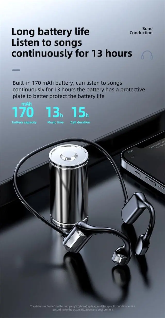 Alt view image 2 of 7 - Bone Conduction Headphones - 2024 New Waterproof Bone Conduction Head Phones with Mic