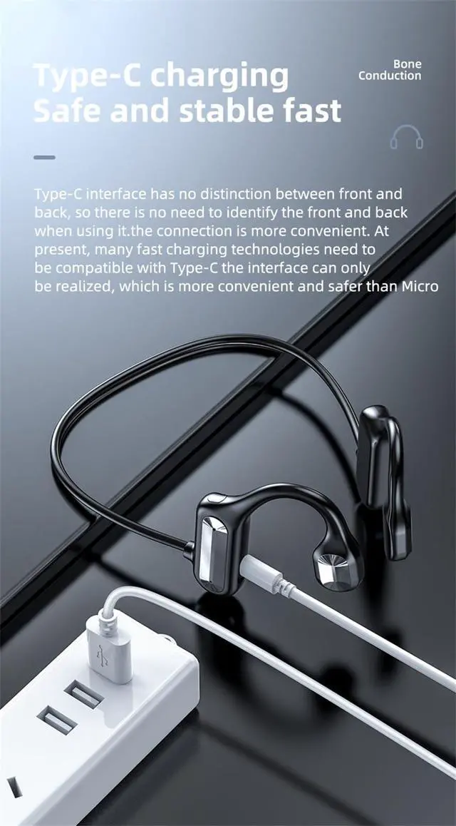 Alt view image 6 of 7 - Bone Conduction Headphones - 2024 New Waterproof Bone Conduction Head Phones with Mic