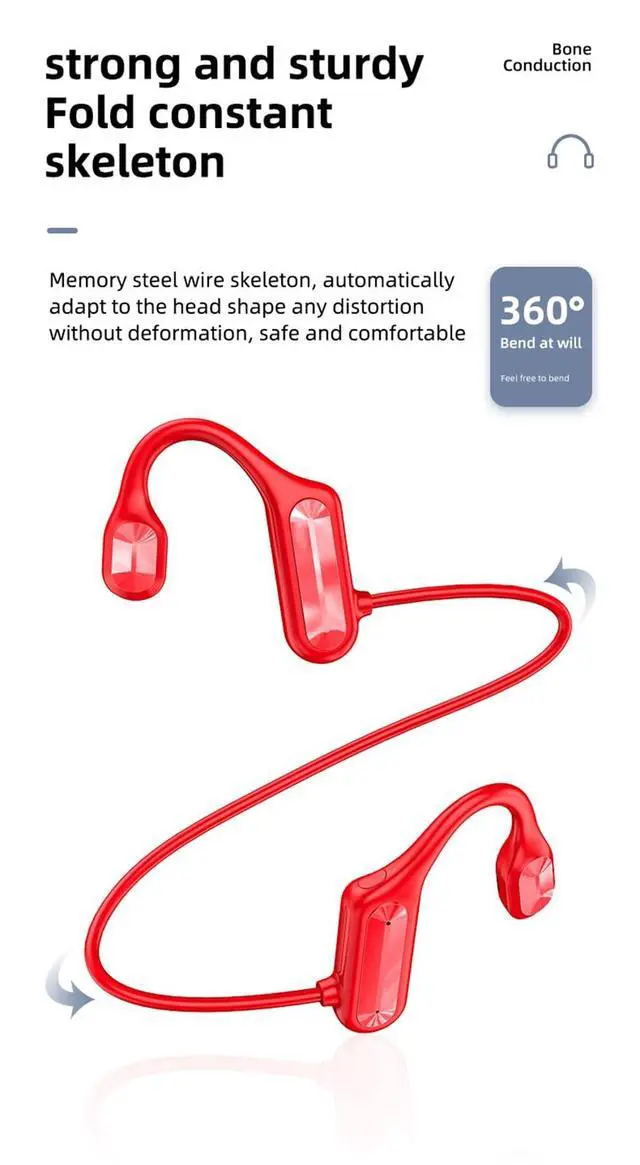 Alt view image 5 of 7 - Bone Conduction Headphones - 2024 New Waterproof Bone Conduction Head Phones with Mic