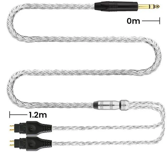 Alt view image 2 of 7 - Replacement Cable for SENNHEISER Headphones HD650 HD600 HD580 HD535 HD545 HD565 HD265 with 1/4" 6.3mm (1.2m, 1/4" 6.3mm)
