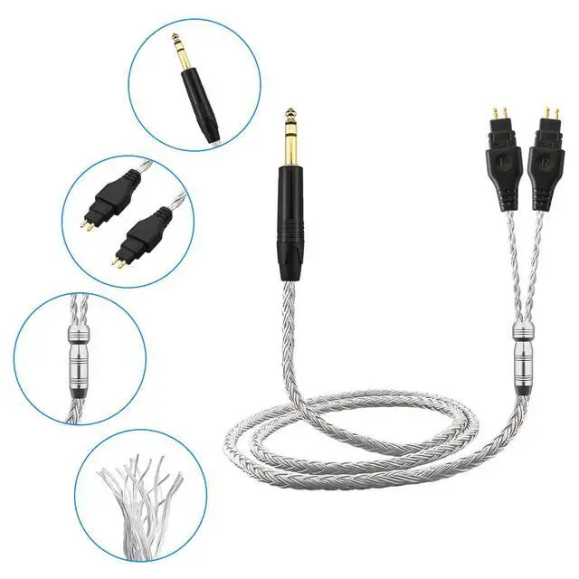 Alt view image 7 of 7 - Replacement Cable for SENNHEISER Headphones HD650 HD600 HD580 HD535 HD545 HD565 HD265 with 1/4" 6.3mm (1.2m, 1/4" 6.3mm)