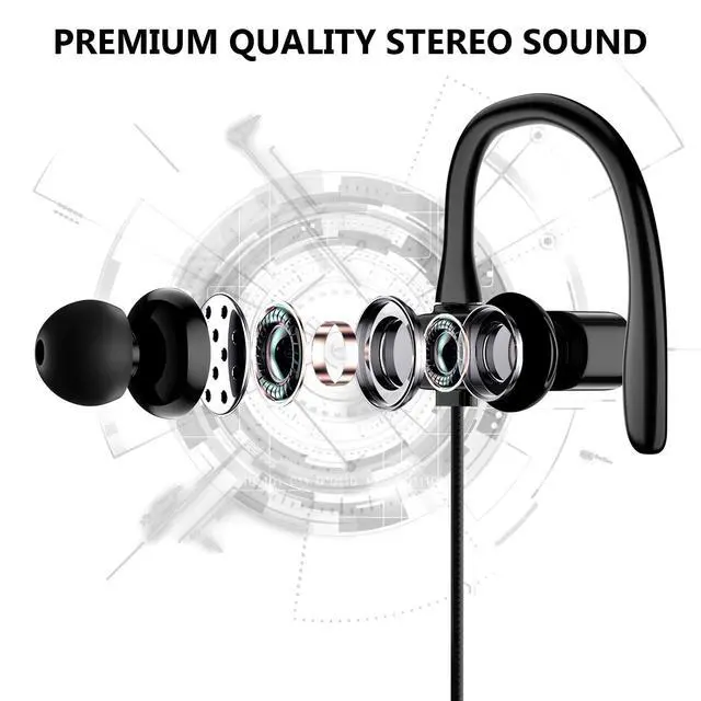 Alt view image 4 of 7 - USB C Headphones Wired Earbuds with Anti Drop Over Ear Earhooks | Plug in Ear Buds Gym Running Type C Earphones for Apple/Android for iPhone 17 16 15 for Samsung/Galaxy S26 S25 for Pixel 10