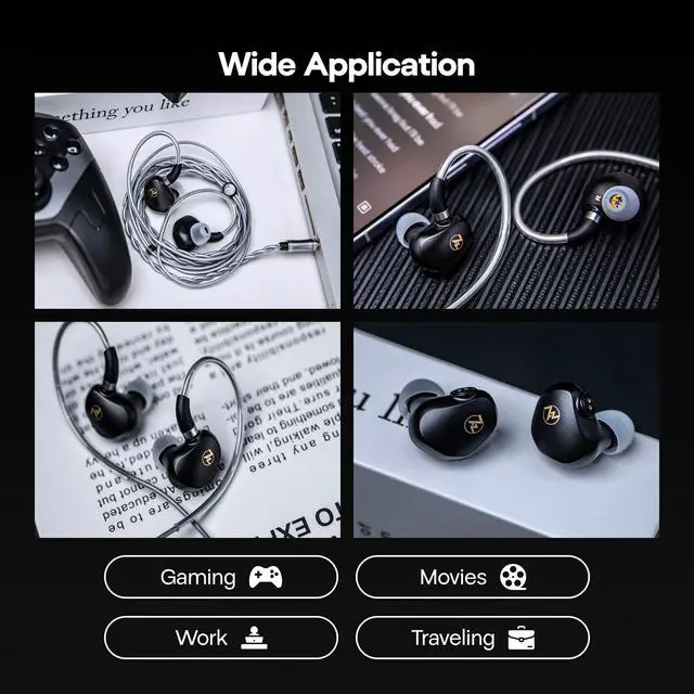 Alt view image 5 of 7 - 7HZ G1 10mm DLC Dynamic Driver IEM HiFi Wired Earbuds In Ear Monitors | with Detachable OFC Silver-Plated Cable, Ergonimic In-Ear Earphones for Gaming & Music Audiophiles (with Mic, Black)