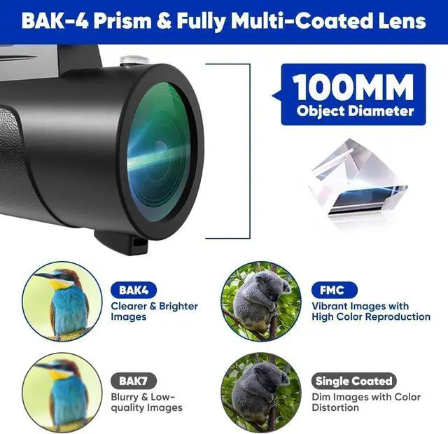 Alt view image 3 of 7 - Monocular Telescope with Lights HD Monoculars 80x100 for Adults High Powered Monocularwith Smartphone Holder & Tripod, Handheld Telescope Suitable for Bird Watching Stargazing-Black