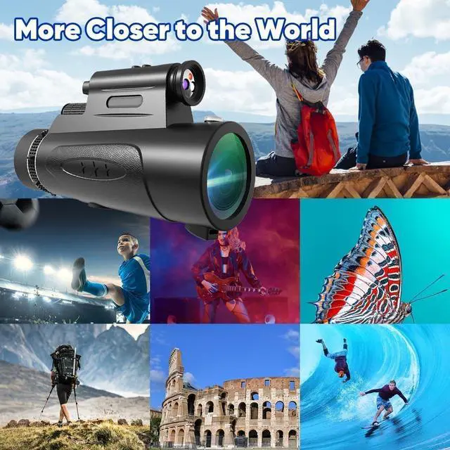 Alt view image 5 of 7 - Monocular Telescope with Lights HD Monoculars 80x100 for Adults High Powered Monocularwith Smartphone Holder & Tripod, Handheld Telescope Suitable for Bird Watching Stargazing-Black