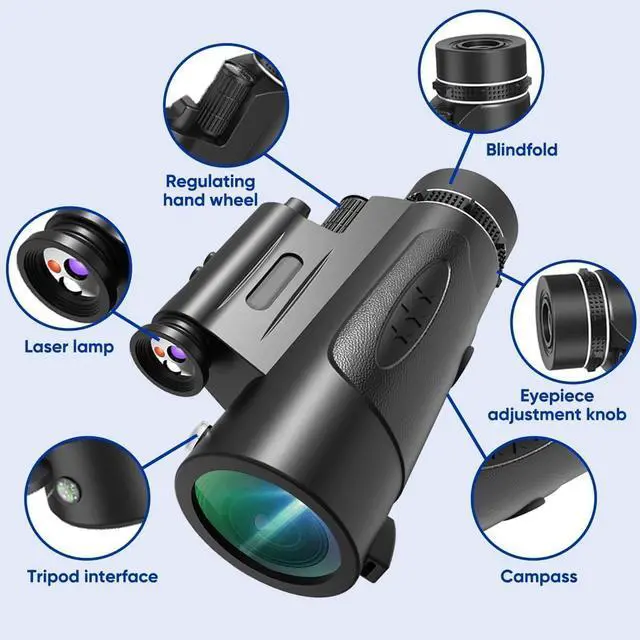 Alt view image 2 of 7 - Monocular Telescope with Lights HD Monoculars 80x100 for Adults High Powered Monocularwith Smartphone Holder & Tripod, Handheld Telescope Suitable for Bird Watching Stargazing-Black