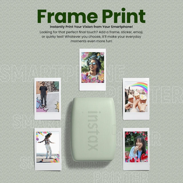 Alt view image 3 of 7 - INSTAX Mini Link 3 Smartphone Printer + INSTAX Mini Instant Film (20 Sheets) + USB Wall Charger + BluebirdSales Travel Bag, Photo Album, Microfiber Cleaning Cloth (Sage Green)