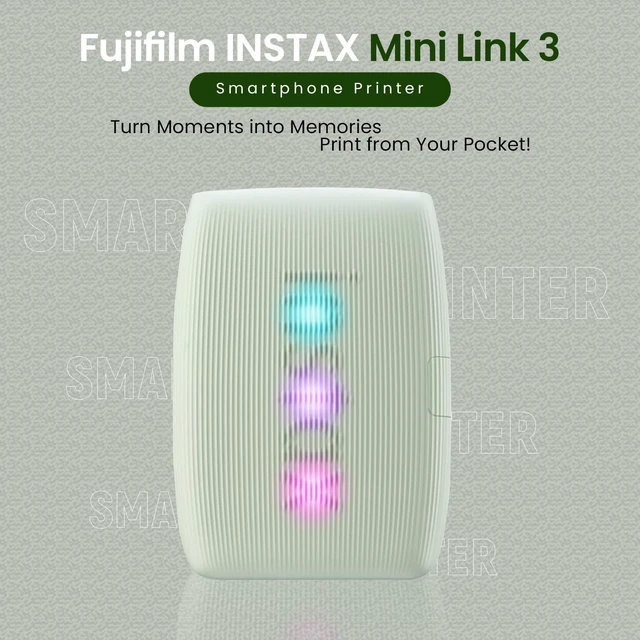 Alt view image 5 of 7 - INSTAX Mini Link 3 Smartphone Printer + INSTAX Mini Instant Film (20 Sheets) + USB Wall Charger + BluebirdSales Travel Bag, Photo Album, Microfiber Cleaning Cloth (Sage Green)