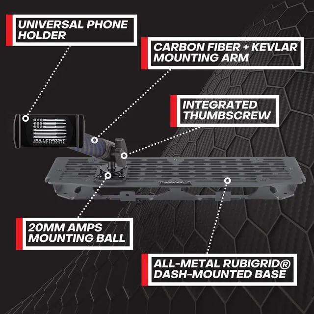 Alt view image 4 of 7 - Mounting Solutions RubiGrid Metal Dash Mount Phone Holder Compatible with 2021-2025 Ford F-150 and 2021-2023 Ford Raptor (Spring-Loaded)