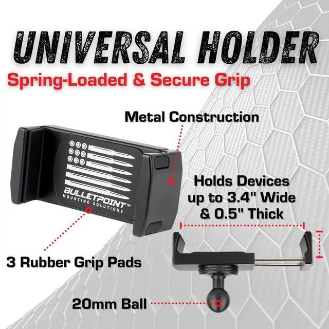Alt view image 6 of 7 - Mounting Solutions RubiGrid Metal Dash Mount Phone Holder Compatible with 2021-2025 Ford F-150 and 2021-2023 Ford Raptor (Spring-Loaded)