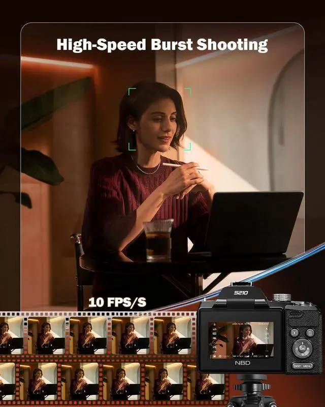 Alt view image 3 of 7 - 8K Digital Cameras for Photography,64MP Vlogging Cameras for YouTube,16X Optical Zoom Travel Point and Shoot Digital Cameras Fotograficas with 180°Flip Screen,2 Batteries,64GB Card (Black)