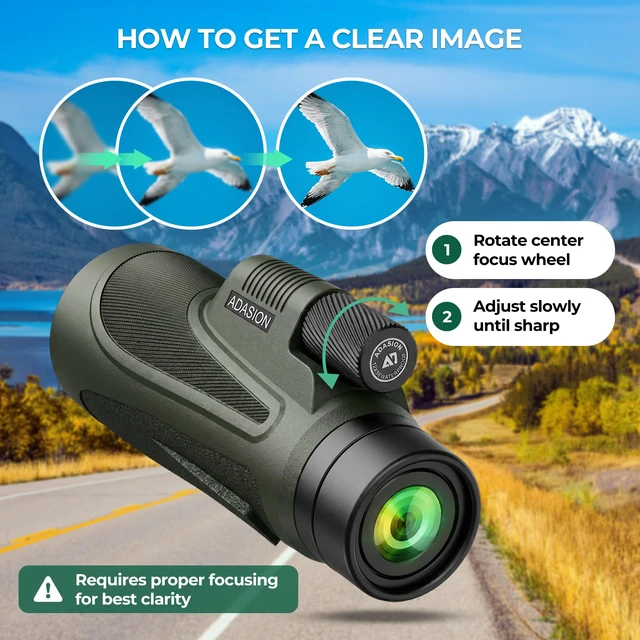 Alt view image 4 of 7 - 12x56 Monoculars for Adults High Powered, Phone Adapter & Tripod Large BAK4 Prism & FMC Lens, IPX7 Waterproof, Monocular Telescope for Birdwatching, Hunting, Travel, Wildlife, Hiking, Sports