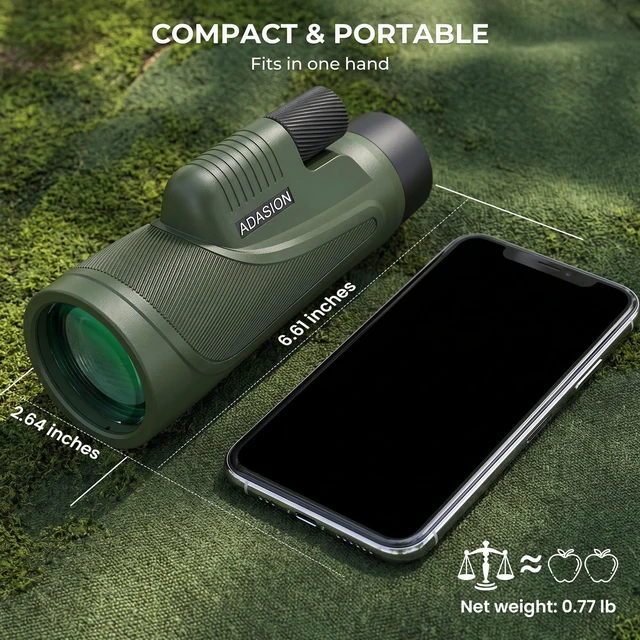 Alt view image 6 of 7 - 12x56 Monoculars for Adults High Powered, Phone Adapter & Tripod Large BAK4 Prism & FMC Lens, IPX7 Waterproof, Monocular Telescope for Birdwatching, Hunting, Travel, Wildlife, Hiking, Sports