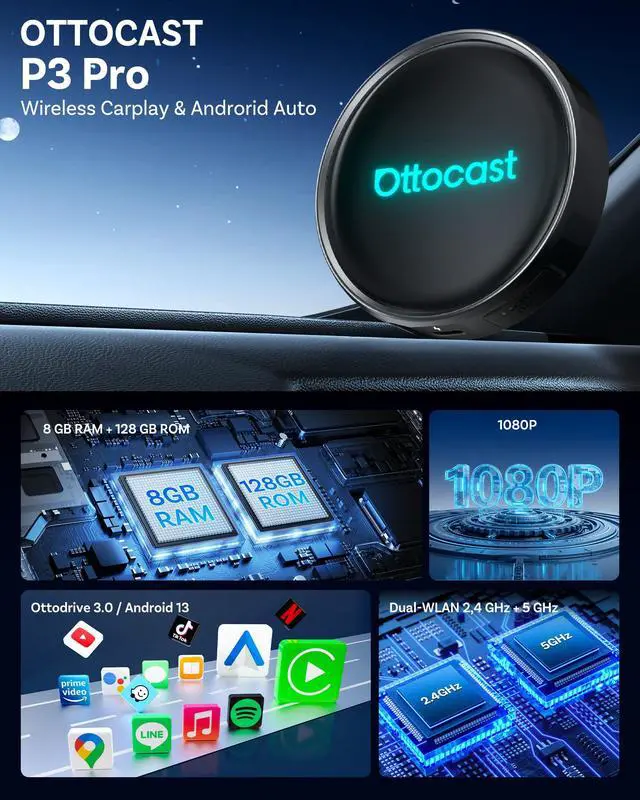 Alt view image 2 of 7 - Wireless CarPlay Adapter for Factory Wired CarPlay Cars, Converts Wired to Wireless, Plug and Play, Auto Reconnect, Voice Control