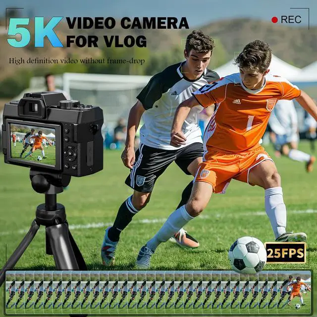 Alt view image 3 of 7 - True 5K Digital Camera for Photography, 64MP, Autofocus & Anti-Shake, 16X Zoom, WiFi, Wide-Angle & Macro Lens, 64GB TF Card, Vlogging Camera for YouTube & Travel (Black)