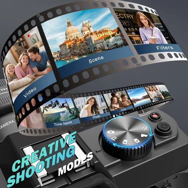 Alt view image 5 of 7 - True 5K Digital Camera for Photography, 64MP, Autofocus & Anti-Shake, 16X Zoom, WiFi, Wide-Angle & Macro Lens, 64GB TF Card, Vlogging Camera for YouTube & Travel (Black)