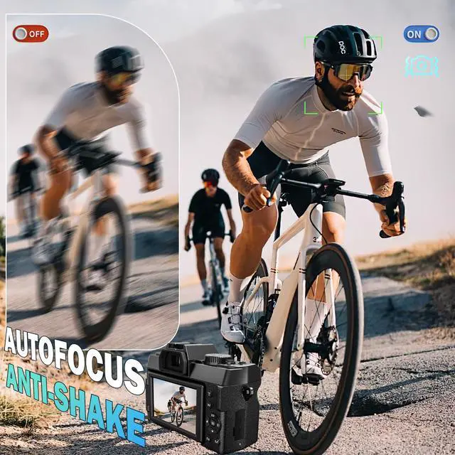 Alt view image 7 of 7 - True 5K Digital Camera for Photography, 64MP, Autofocus & Anti-Shake, 16X Zoom, WiFi, Wide-Angle & Macro Lens, 64GB TF Card, Vlogging Camera for YouTube & Travel (Black)