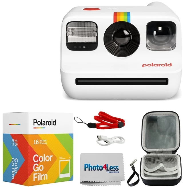 Main image of Go Generation 2 Instant Film mini Camera (White) Bundled with GO Color Film Double Pack, Hard Carrying Case