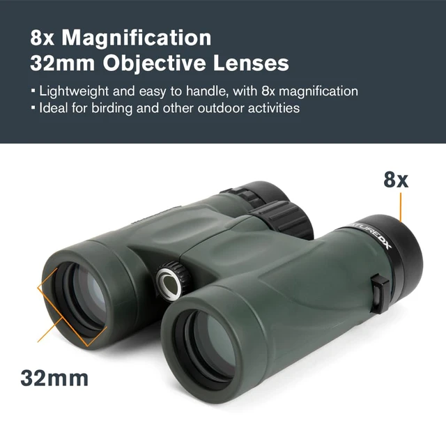 Alt view image 2 of 4 - Nature DX 8x32 Binoculars Ideal for Birding and Outdoors 32mm Objective Lenses Wide 7.4° Field of View BaK-4 Prisms Fully Multi-Coated Waterproof and Fogproof