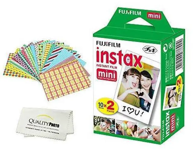Main image of Instax Mini Instant Film Compatible with Instax Mini 8/9/11/12 Cameras Includes Frame Stickers and Quality Photo Microfiber Cloth (20 Prints)