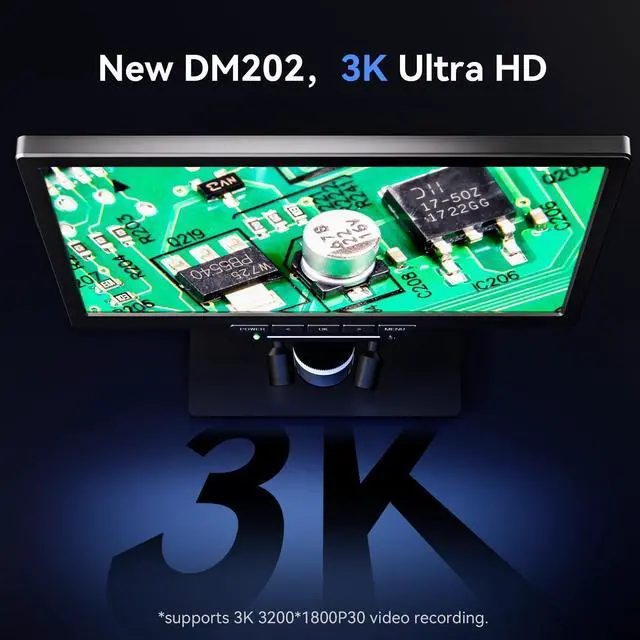 Alt view image 2 of 7 - DM202 3K Digital Microscope: 10.1" HDMI LCD Microscope, 38MP Coin Microscopes Magnifier Camera with Screen for Entire Coins, Micro Soldering Microscopes, TV/PC Compatible, DIY Grid Line, 16GB