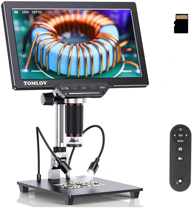 Main image of DM202 3K Digital Microscope: 10.1" HDMI LCD Microscope, 38MP Coin Microscopes Magnifier Camera with Screen for Entire Coins, Micro Soldering Microscopes, TV/PC Compatible, DIY Grid Line, 16GB